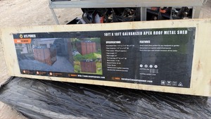 lot 4004 image: Unused ATS Power Metal Shed 10 ft x 10 ft Galvanized Apex Roof ATS-MS1010