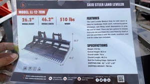 lot 4025 image: Unused Wolverine Skid Steer Land Leveler 78 in LL-12-78W
