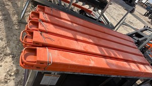 lot 4049 image: Unused 76-Inch Orange Fork Extensions - One Set ONLY