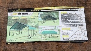 lot 5049 image: Unused LandHonor 20 ft x 20 ft x 13 ft Metal Carport LHR-MC2013