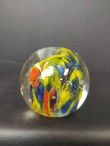 lot 14 image: Vintage Paperweight, Multicolored with Air Bubbles