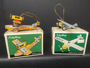 lot 18 image: Vintage Schylling Tin Toy Ornament, Dornier 18 Seaplane and Spirit of St. Louis
