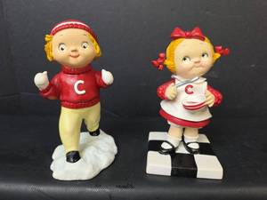 lot 123 image: Danbury Mint Campbell Kids Figurines Winter Fun (1997) and Soups On (1996)