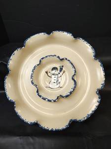 lot 202 image: Ceramic Party Appetizer Plate with Snowman Design