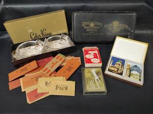lot 311 image: Vintage Collectibles - Color King Ash Tray Set with Insurance Company Tin