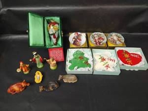 lot 339 image: Vintage Li Bien Angel Christmas Ornament, Mini St. Nick Plates and Assorted Christmas Decor
