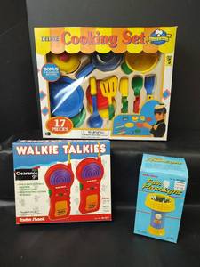 lot 394 image: Radio Shack Walkie Talkies, Fun Flashlight & Sugar & Spice Cooking Set