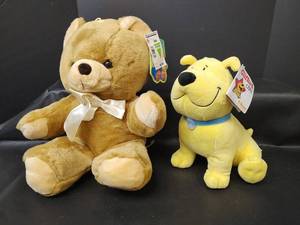 lot 400 image: New Clifford Cares, T-Bone, Plush Dog with Montgomery Ward Plush Teddy Bear