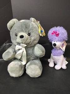 lot 401 image: New Clifford Kohls Cares, Cleo, Plush Poodle with Plush Grey Teddy Bear