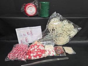 lot 484 image: Water Gel Bead Filler Kit with Plastic Pearls, Candy Canes and Confetti, Ribbon, Twine and Decor