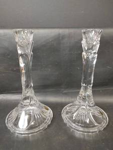 lot 544 image: RCR Royal Crystal Rock Candlestick Holders Pair, Cristallo Al Piombo 24%