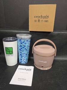 lot 659 image: NEW Crock-Pot Lunch Crock Food Warmer and 2 Insulated Cups