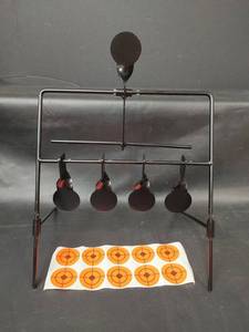 lot 661 image: NIB Shooting Target Stand with 5 Plates and 10 Paper Targets