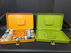 lot 698 image: 2 - Sewing Thread Storage Boxes with Contents