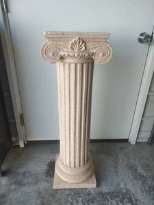 lot 805 image: Decorative Plaster Column Pedestal Stand with Scroll Capital, 36 inches Tall