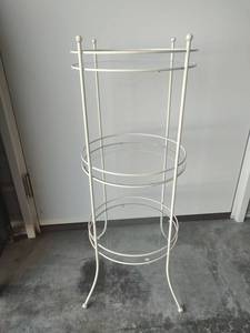lot 807 image: 3-Tier Metal Round Shelf with Glass, 12 x 32