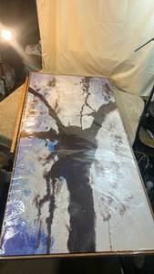 lot 6 image: Abstract Canvas Wall Art 5ftx2.5ft Textured Mixed Media Print -Large new in plastic
