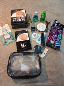 lot 17 image: Personal Care & Party Supply Lot - Bandeau, Gel Petals, Glow Sticks, Mouthwash, Toothpaste
