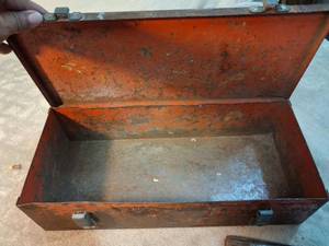 lot 57 image: Metal Tool Box with Hand Tools and Electrical Accessories