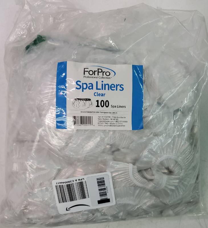 lot 47355 image: ForPro Spa Liners, 100ct, Clear, Disposable Pedicure Liners, COUNT UNKNOWN. - Retail $16