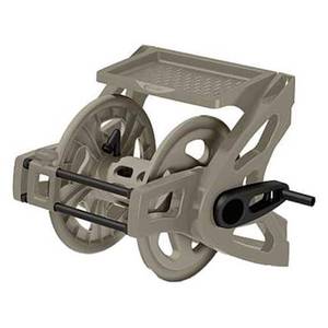 lot 39760 image: Suncast Slide Trak Wall-Mount Reel for 175 Ft of 5 8 Standard Vinyl Hose  Dark Taupe - Retail $90