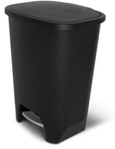 lot 39763 image: Glad Trash Can with Clorox Odor Protection  Plastic Bin, 20 Gal, Black. SEE LAST PHOTO for crackchip at end of lid. - Retail $40