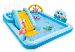 lot 39771 image: INTEX Jungle Adventure Inflatable Water Slide Park & Kiddie Swimming Pool - Retail $90