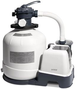lot 39779 image: INTEX Krystal Clear 2,650 GPH Sand Filter Pump for Above Ground Pools. PART MISSING, SEE PHOTOS. - Retail $355