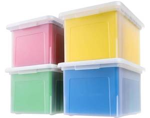 lot 39780 image: IRIS USA File Box with Lids, 4 Pack, 17.5Lx14Wx10H inch. - Retail $48