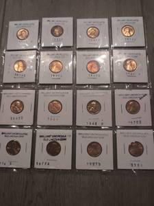 lot 507 image: Lincoln Cent Lot of 16 Assorted Dates 1962-1984 in Holders