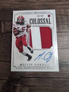 lot 950 image: Panini 2015 National Treasures Melvin Gordon Colossal RC Patch Auto 3699