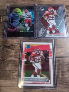 lot 1005 image: Panini 2020 Football Card Lot of 3 Clyde Edwards-Helaire Illusions Mosaic Optic