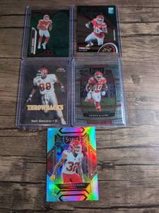 lot 1008 image: Kansas City Chiefs Football Card Lot of 5 Hill Mathieu Gonzalez Gore Moore