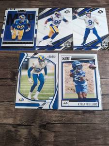 lot 1020 image: Panini Football Card Lot of 5 Rams Aaron Donald Matthew Stafford Jalen Ramsey