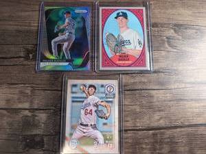 lot 1105 image: Topps Panini Walker Buehler Baseball Card Lot of 3 Gypsy Queen Prizm Heritage Including serial card 222320