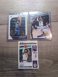 lot 1200 image: Panini Basketball Card Lot LeBron James 3 Cards NBA Hoops Prestige Chronicles