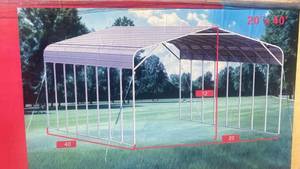lot 87027 image: TRIPLE GARAGE METAL SHED (SDLC2040FT) - Retail $0