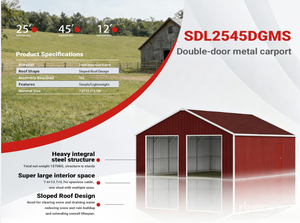 lot 91012 image: 25 ft x 45 ft Double Garage Metal Building Kit, Galvanized Steel (SDLC2545DGMS) - Retail $0
