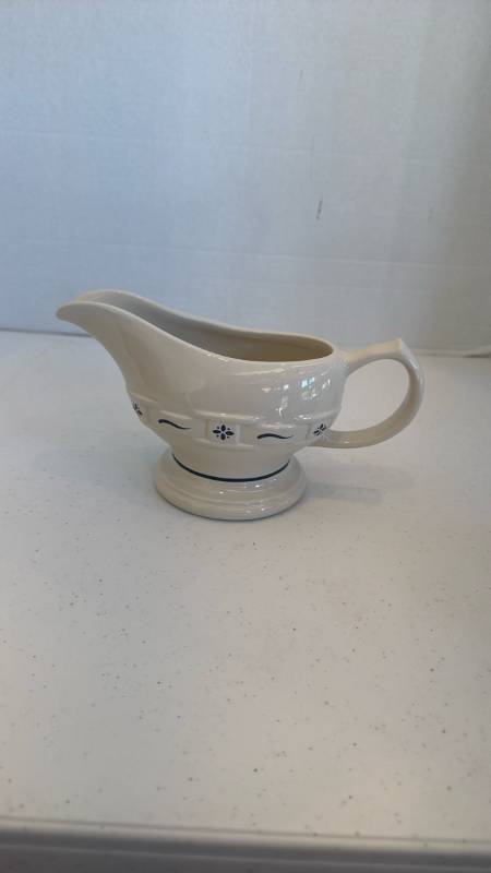 lot 1123 image: Longaberger Pottery Woven Traditions gravy or sauce boat