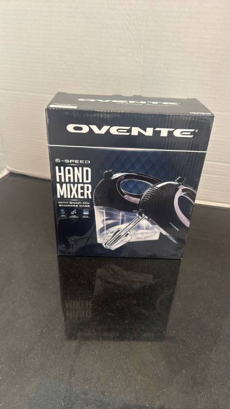 lot 1282 image: Ovente Hand Mixer 5-Speed with Snap-On Storage Case