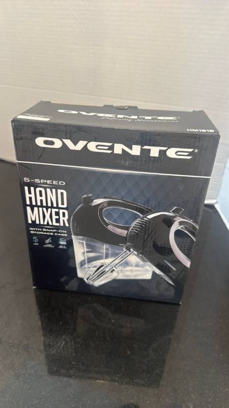 lot 1284 image: OVENTE Hand Mixer 5-Speed 150 Watt