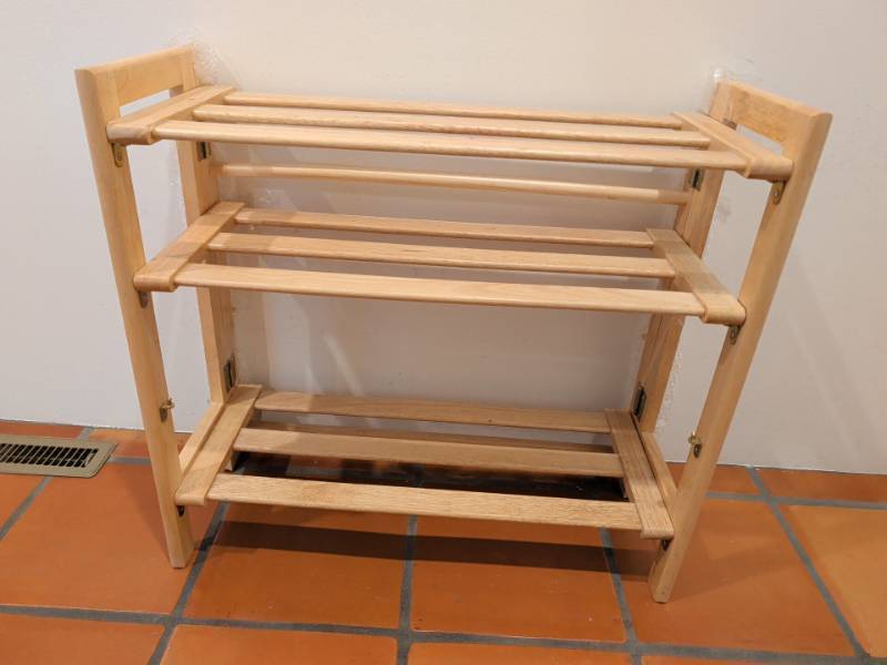 lot 1300 image: 3-Tier Shoe Rack with Slatted Shelves 26x27x11