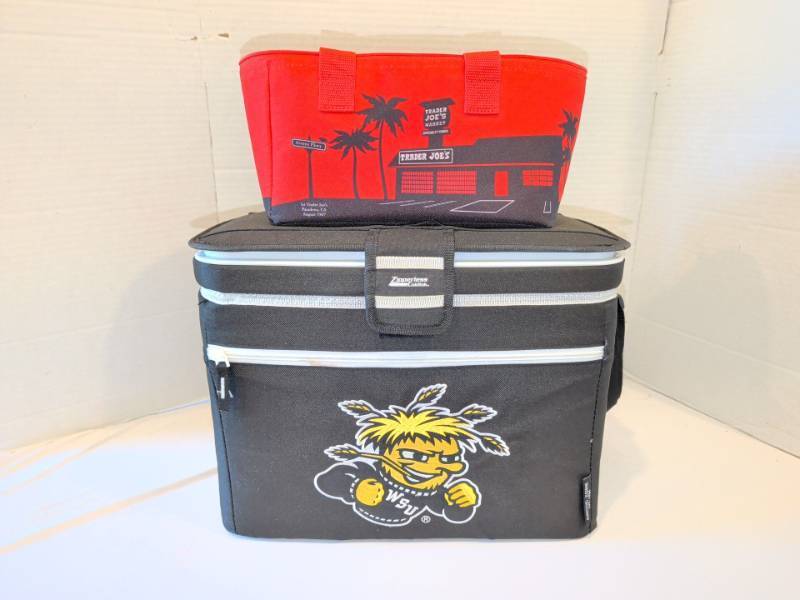 lot 1356 image: Zipperless Coldlok Insulated Cooler with WSU Wichita State Logo 11x15x10