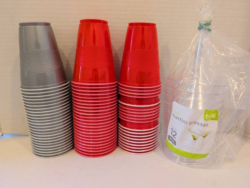 lot 1362 image: true Plastic Martini Glasses with Plastic Cups Lot