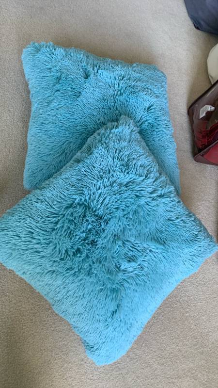 lot 1433 image: Long Pile Plush Decorative Throw Pillows Set of 2