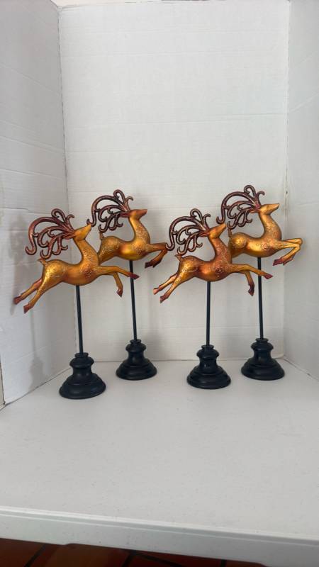 lot 1513 image: Christmas Reindeer Figurines on Stands Set of 4 tallest ones are 19 inches