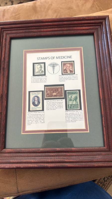lot 1517 image: Framed Stamps of Medicine Display 12x10