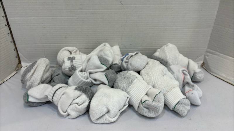lot 1754 image: Lot of Assorted White and Gray Socks, Multiple Pieces