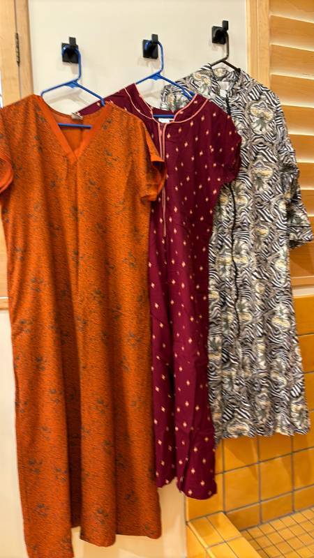 lot 1793 image: Lot of 3 Long Dresses Including MANJU Maroon Zip-Front Dress