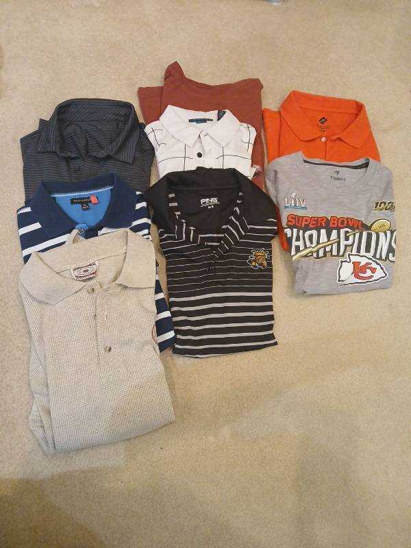 lot 1849 image: Mens polo and tshirts size m, Perry Ellis, Banana Republic  and more